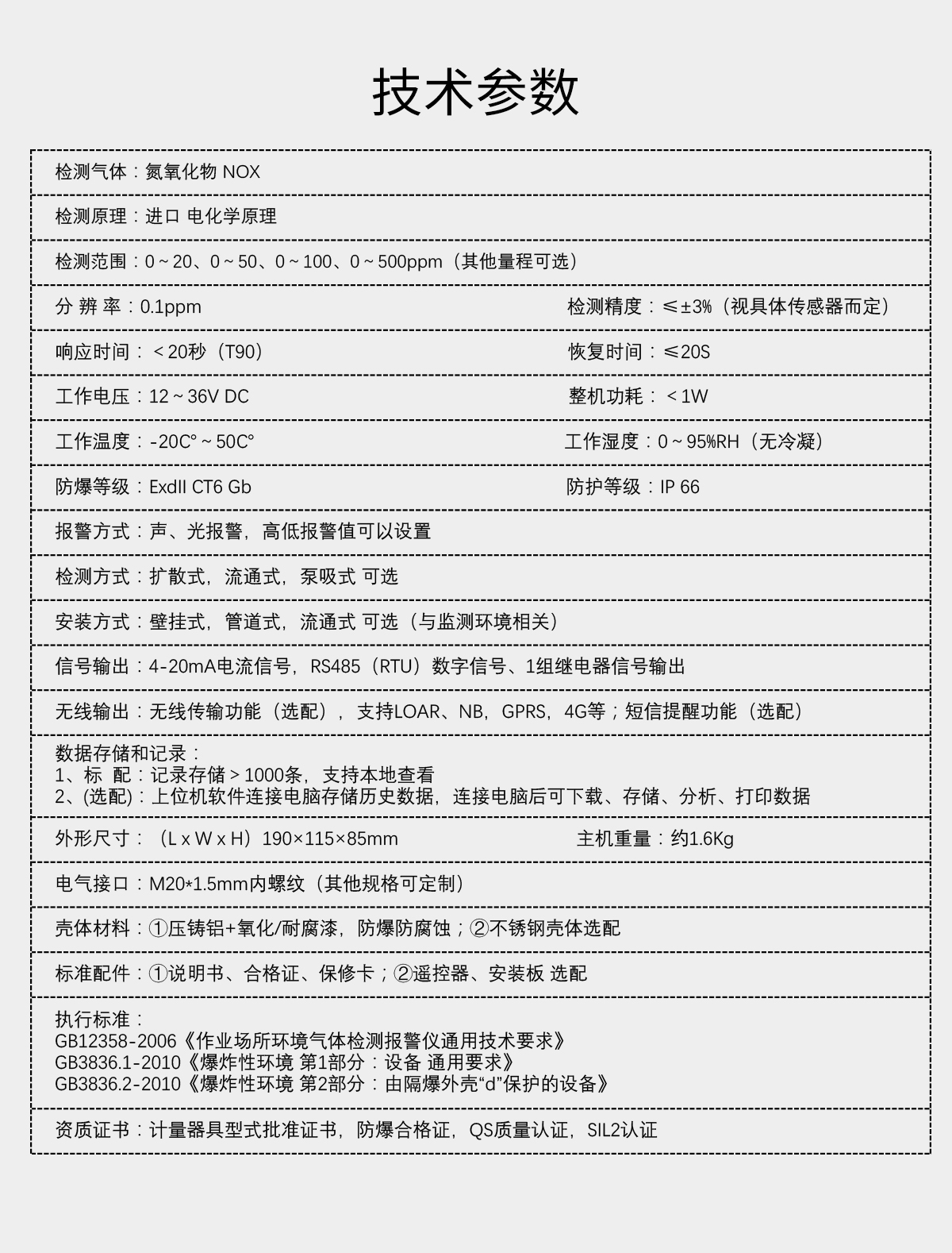 固定分體式氮氧化物檢測儀