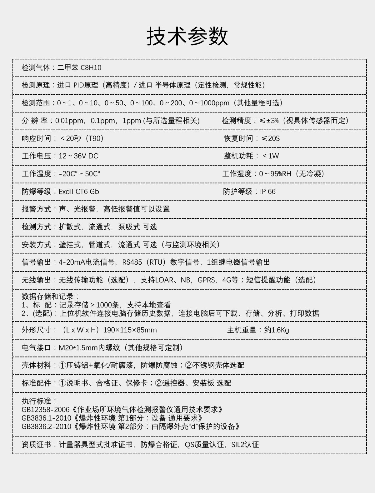 固定分體式二甲苯檢測儀