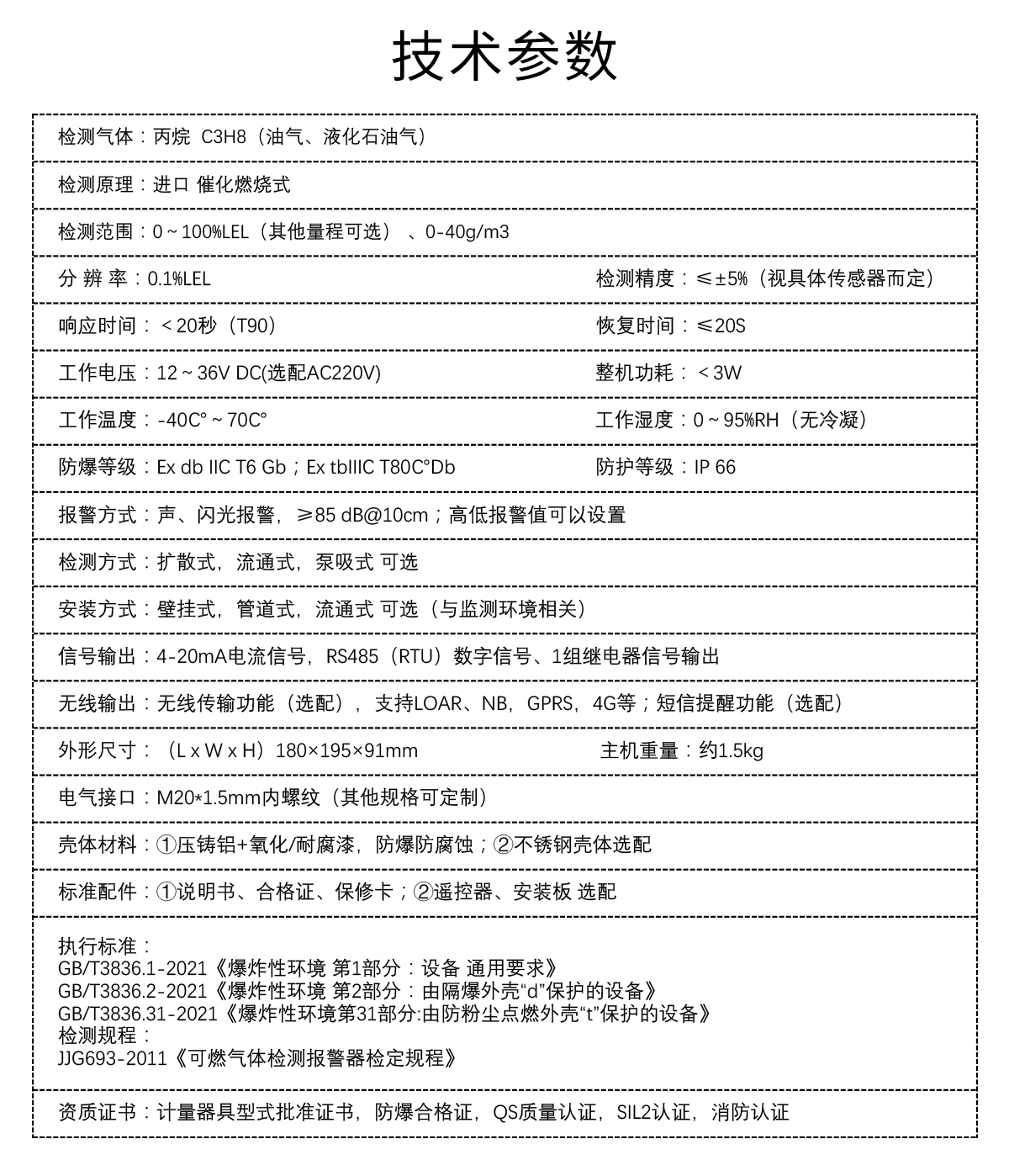 固定式丙烷可燃?xì)怏w檢測(cè)儀（油氣）