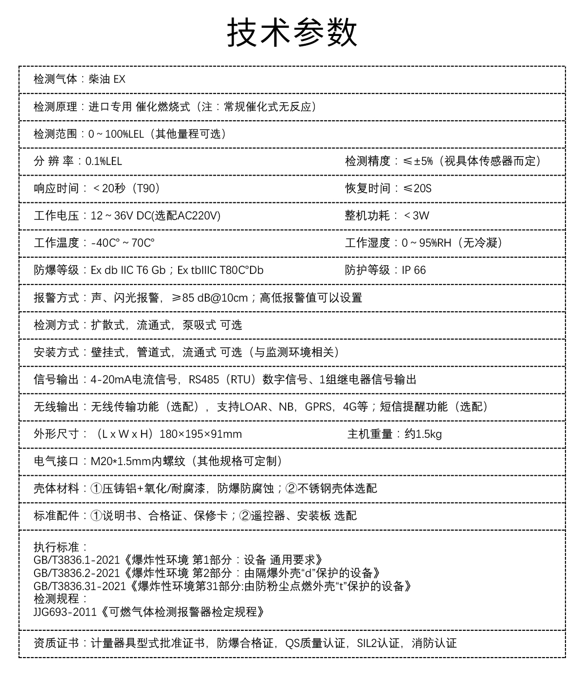 固定式可燃?xì)怏w檢測儀（柴油）