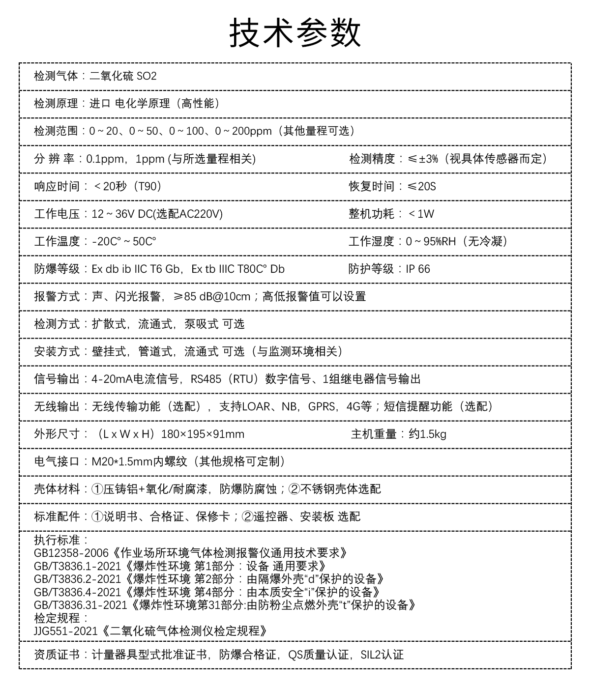 固定式二氧化硫檢測(cè)儀